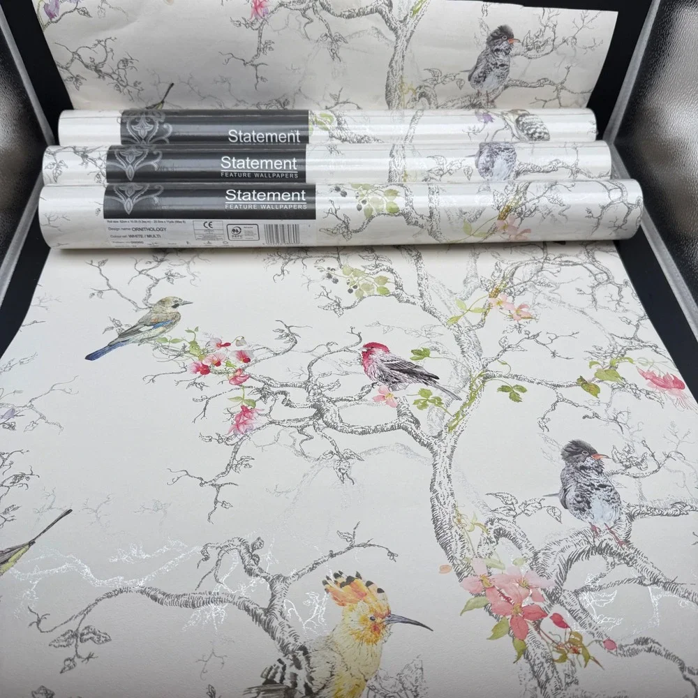 Holden Decor Statement Ornithology White/Multi Wallpaper 4 Rolls Bird Nature
